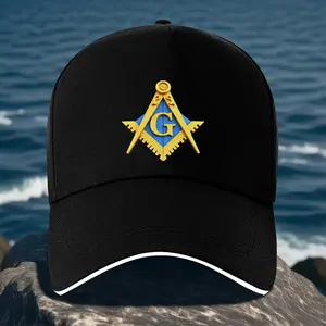 Unisex 3D Masonic Symbol Woven Fabric Badge Hat - Lightweight, Adjustable Logo Element Hat, All-Season Fashion Accessory, Logo Element Hats