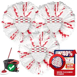 [2026 New Version] Mop Head - 40% More, 3 Pack Spin Mop Head for Easy Wring 1-Tank System, Easy, Microfiber and Machine Washable