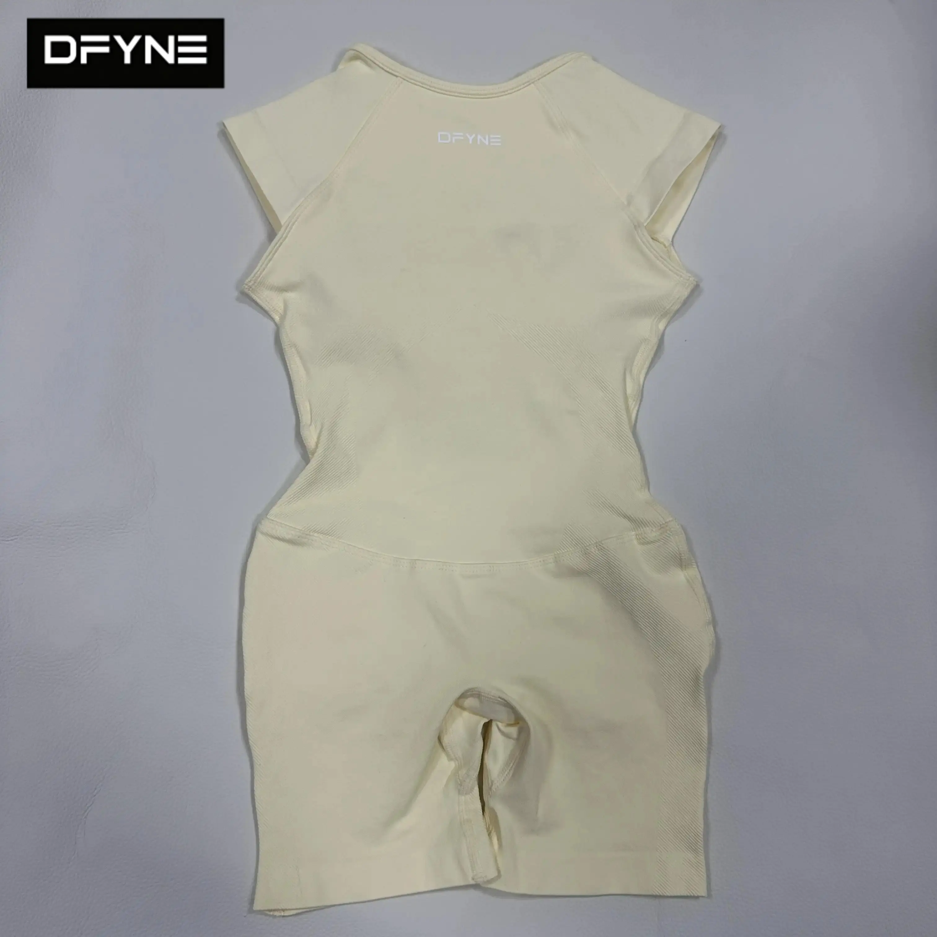 DFYNE Women Seamless Workout Romper - High Stretch Sleeveless Activewear Bodysuit, Tummy Control Sculpting Yoga Jumpsuit, Butt Lifting Athletic Gym Onesie Unitard Outfit for Pilates & Daily Wear  butter