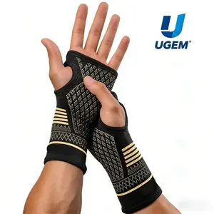 UGEM Copper Wrist Supports Sleeve(2 Pack), Wrist Compression Sleeve, Wrist Brace for Pain Relief, Arthritis, Carpal Tunnel Relief, Recovery(M, Black)