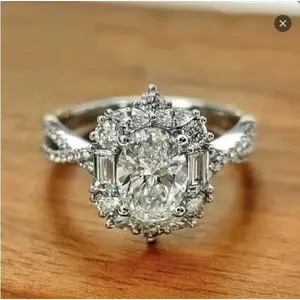 Bohemian luxury style oval engagement ring for women, proposal and wedding jewelry hinged ring full stop ring