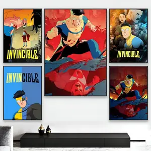 Invincible Cartoon Poster - Superhero Action Waterproof Wall Art, High-Quality Vibrant Print for Modern Bedroom & Gaming Room Decor, Fan Gift
