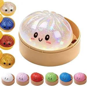 Blind Box Series Glitter Dumpling Squishy Toy With Steamer,  AnxietyRelief, Surprise Unboxing, Perfect GiftChoice