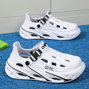 Men's Platform Clogs, Couple's Style Summer Fashion Hollow-Out Design Soft Sole Shock-Absorbing Closed-Toe Slippers, Versatile for Outings and Driving, Comfortable Casual Sandals for Women, Height-Increasing Shoes, Breathable Soft Fitness Shoes
