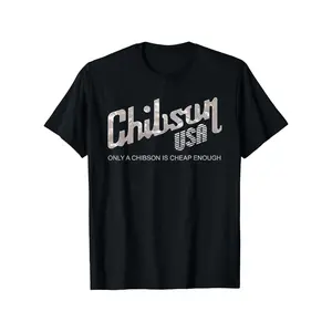 Chibson USA Patriotic Menswear Short-Sleeve Streetwear T-Shirt - 100% Cotton Top for Men, Round Neck, Black, S-XXXL, Soft & Durable, "Only Chibson USA is Cheap Enough" Print, Ideal for Casual Wear, Gifting