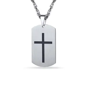 PROSTEEL Cross Pendant Necklace Stainless Steel Military Tag With Words Inspirational Necklaces Jewelry Unisex For Men Women with Gift Box