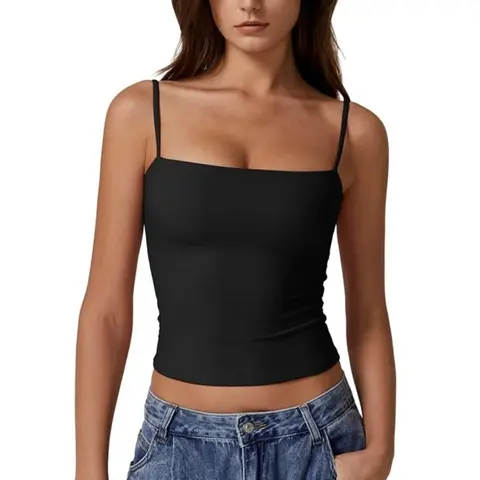 QINSEN Women's Basic Camisole with Adjustable Straps, Sleeveless Layering Tank Top