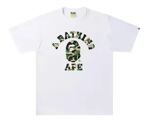 Bape College ABC Green Camo Text Tee White - M, L