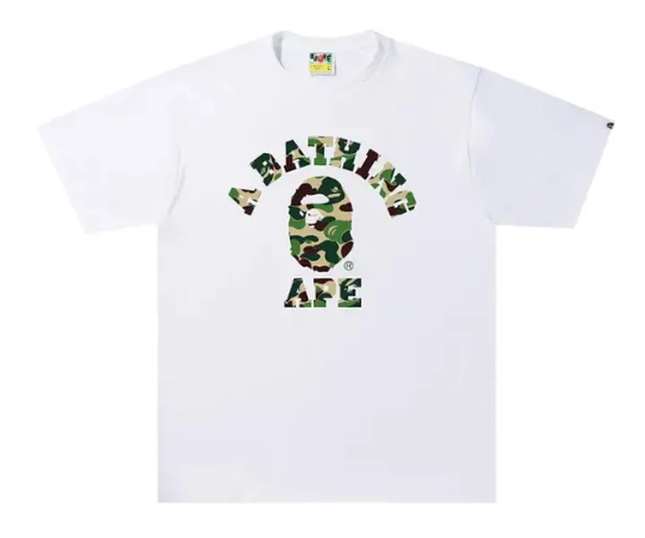 Bape College ABC Green Camo Text Tee White - M Bape College ABC Green Camo Text Tee White - M