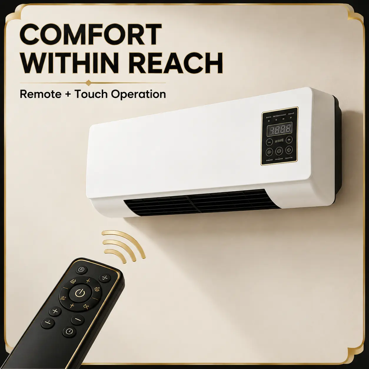 Boat Inverter 2-in-1 Wall Mount Air Conditioner - 1400W, Eco-Smart Indoor Unit, Remote & Touch Panel Control, 6H Timer, Natural Breeze Mode for Boating Rooms