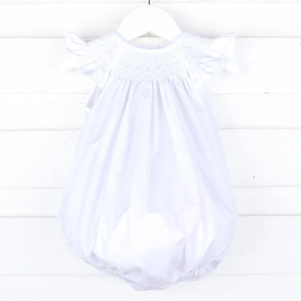 Shine Like A Pearl White Smocked Bubble - Little Girls Outfit for Special Occasions or Baptism