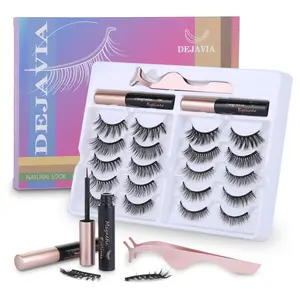 Magnetic Eyelashes with Eyeliner Kit- 10 Pairs Premium 3D Natural Look Reusable Eyelashes with Tweezers Applicator, Strong Magnetic Eyeliner and Lashes Set