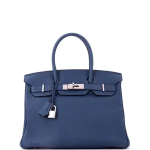 Pre-owned HERMÈS Leather Tote Bags REBAG Hermes Birkin Handbag Deep Blue Togo with Palladium Hardware 30 by Rebag