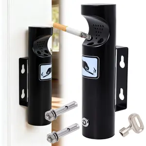 Wall Mounted Ashtray Outdoor Stainless Steel Cigarette Butt Receptacle – Commercial Smoking Disposal Bin for Restaurants, Hotels, Offices, Bars & Public Areas(Black,1pcs)