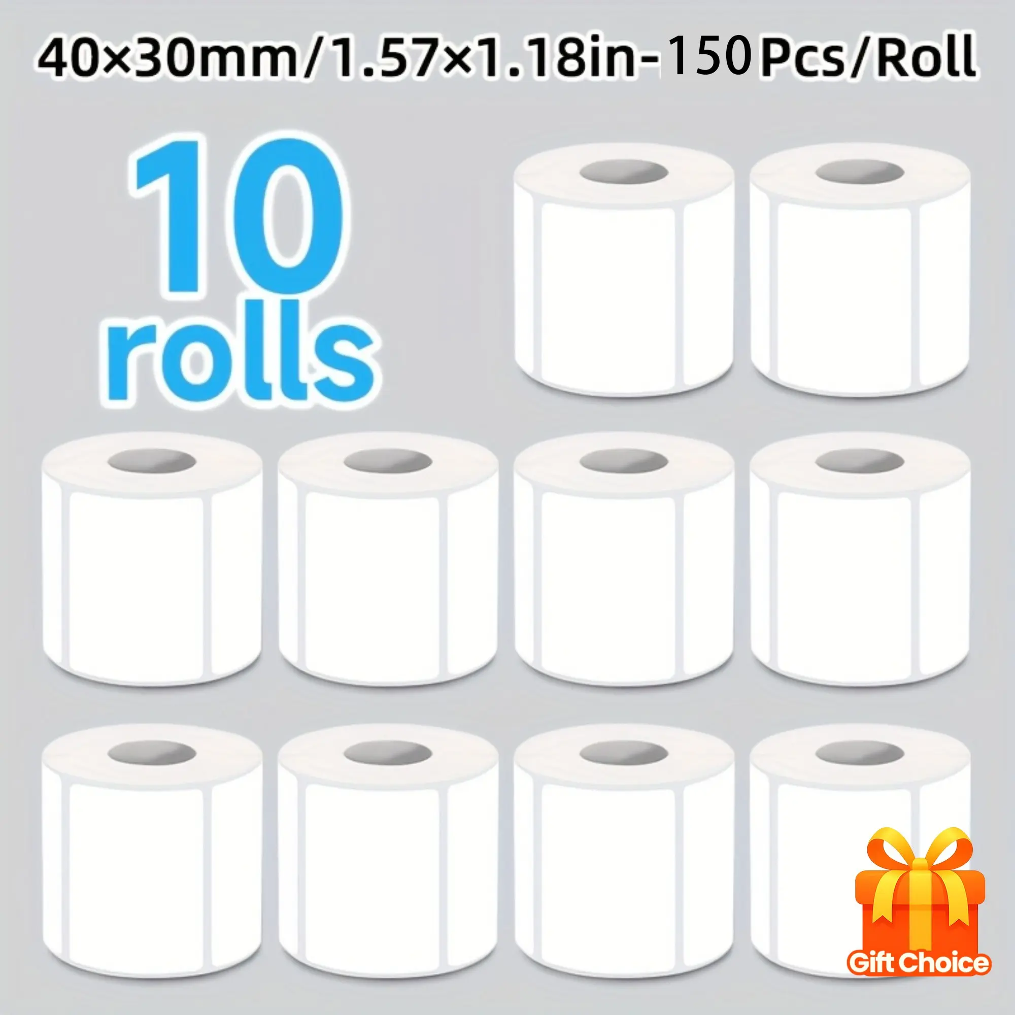 10 Rolls Label Stickers Adhesive Tabs 40x30mm, 150 Sheets/roll, Labels for Printers, Compatible with M110s/m200 Printers, Durable Adhesive, DIY, Gift Wrapping, Home Office Use, Office Supplies