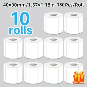 10 Rolls Label Stickers 40x30mm, 150 Sheets/roll, Compatible with M110s/m200 Printers, Durable Adhesive, DIY, Gift Wrapping, Home Office Use