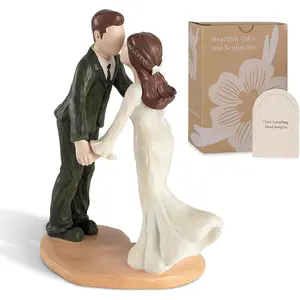 Bride and Groom Cake Topper: 5.3" Elegant Wedding Toppers for Cake - Newlyweds  Figurines Couple Gifts for Anniversary