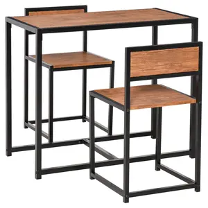【GOOGREAT】HOMCOM 3-Piece Industrial Dining Table Set for 2, Kitchen Table and Chairs, Dining Room Sets for Small Spaces