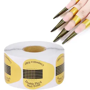 300 Pieces Acrylic Nail Form Sticker Nail Sculpting Forms Golden Horseshoe-shaped Nail Extension Forms for Builder Gel and Acrylic Nails