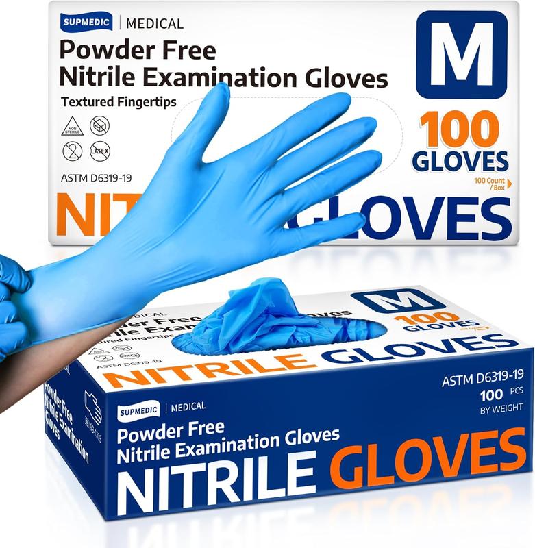 Medical Soft Max™ Nitrile Exam Gloves, 100 Count Latex-Free Powder-Free Non-Sterile Food Safe Disposable Glove, Blue Supmedic