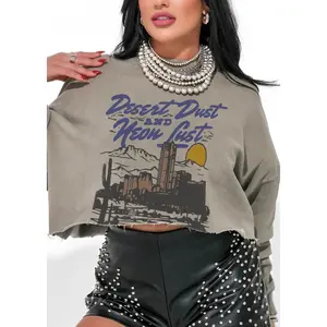 CROPPED DESERT DUST & NEON LUST OVERSIZED GRAPHIC SWEATSHIRT