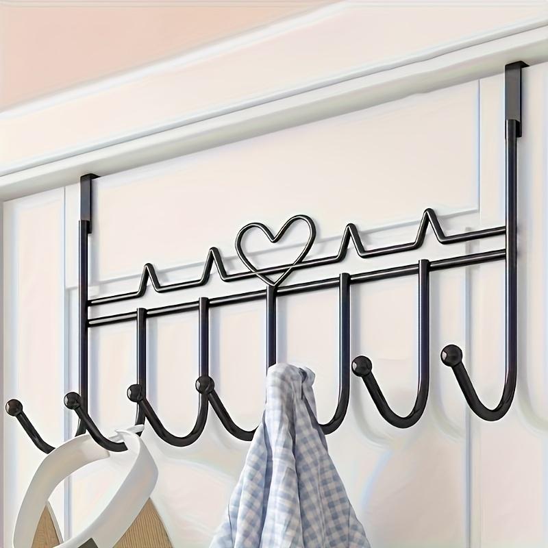 Space-Saving Metal Door Hanging Storage Rack, Easy Installation, Ideal for Towels, Clothes and Hats, No Drilling Required, Iron Art Design