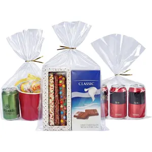 50 CT 10x16 Inches Clear Flat Cellophane  Bags with 6"  Twist Ties - Large Cello Bags for Gifts, Cookies, , Wrapping, Party Favors & Bakery Packaging - Sturdy & Easy to Use