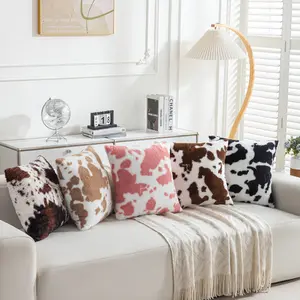 Double-sided cow pattern plush pillowcase, artistic style, ultra-soft printed sofa decorative cushion pillow