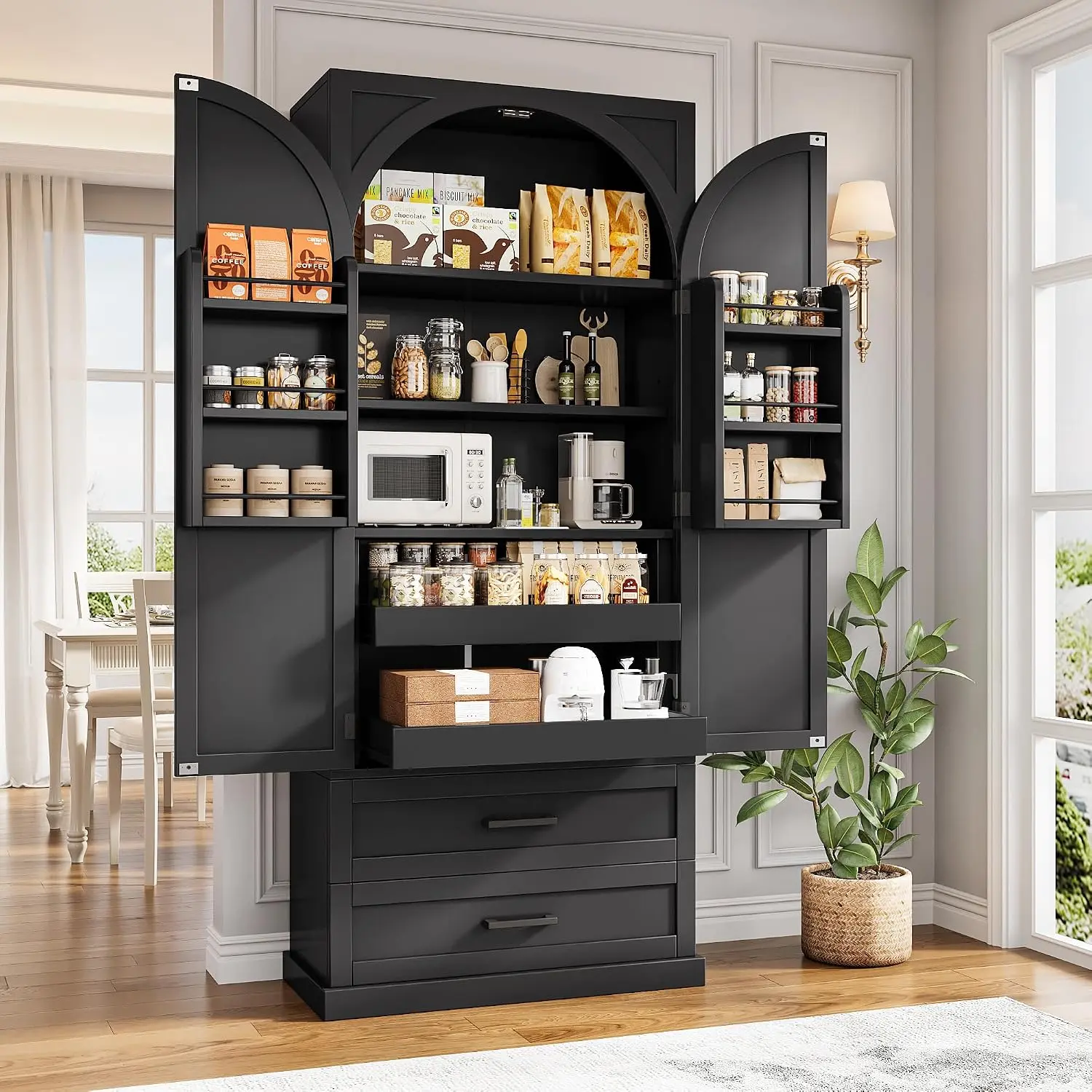 iPormis 71" Kitchen Pantry Storage Cabinet w/2 Adjustable Shelf & 2 Drawer