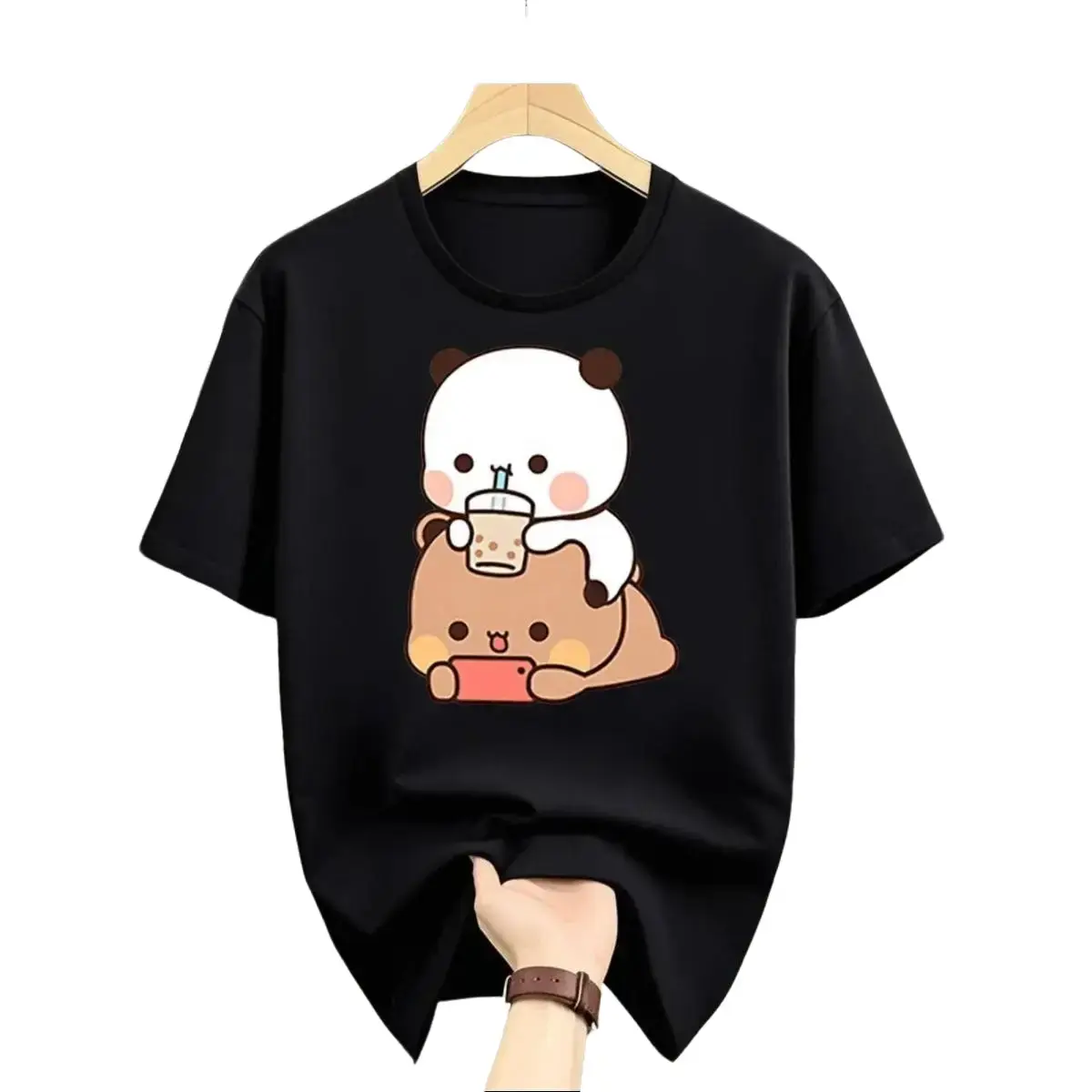 Kawaii Bubu Dudu Panda Graphic T-Shirt Casual Short Sleeve Crew Neck Top for Women Men Summer Couple Matching ClothesSummer T-Shirt Round Neck Tshirt  Cotton Tshirt Women's T-shirts Unisex T-shirts Womenswear Suits Classic Day