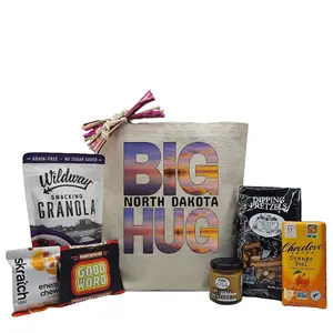 Itsonlynaturalgifts Big North Dakota Hug Gift Basket with Wildway Granola, Good Word Energy Chews, Dipping Pretzels, and Chocolate Orange Peel