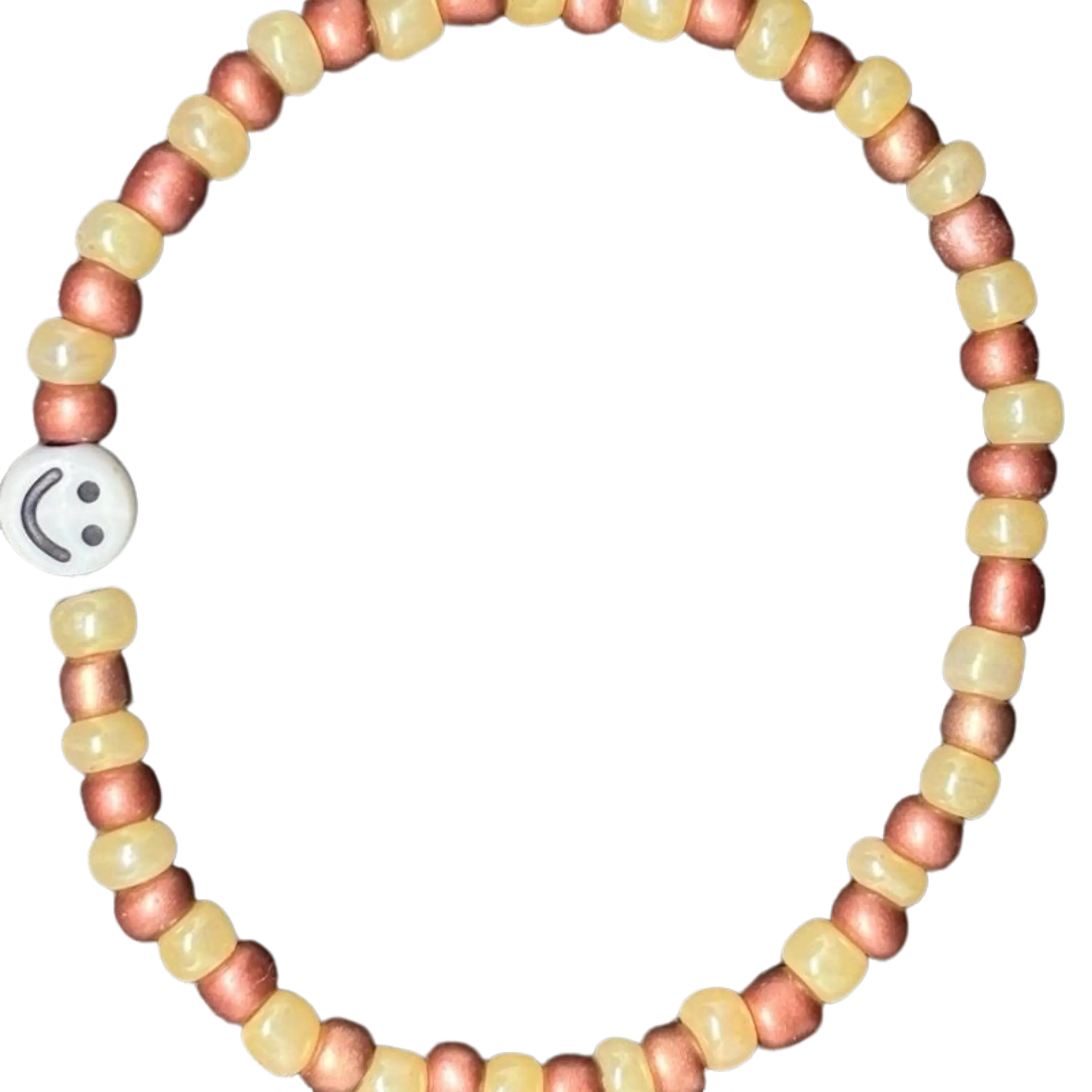 Sunrise Smileys Brownish/Yellowish Beaded Bracelet with Colorful Beads and Smiley Face Design for Everyday Wear