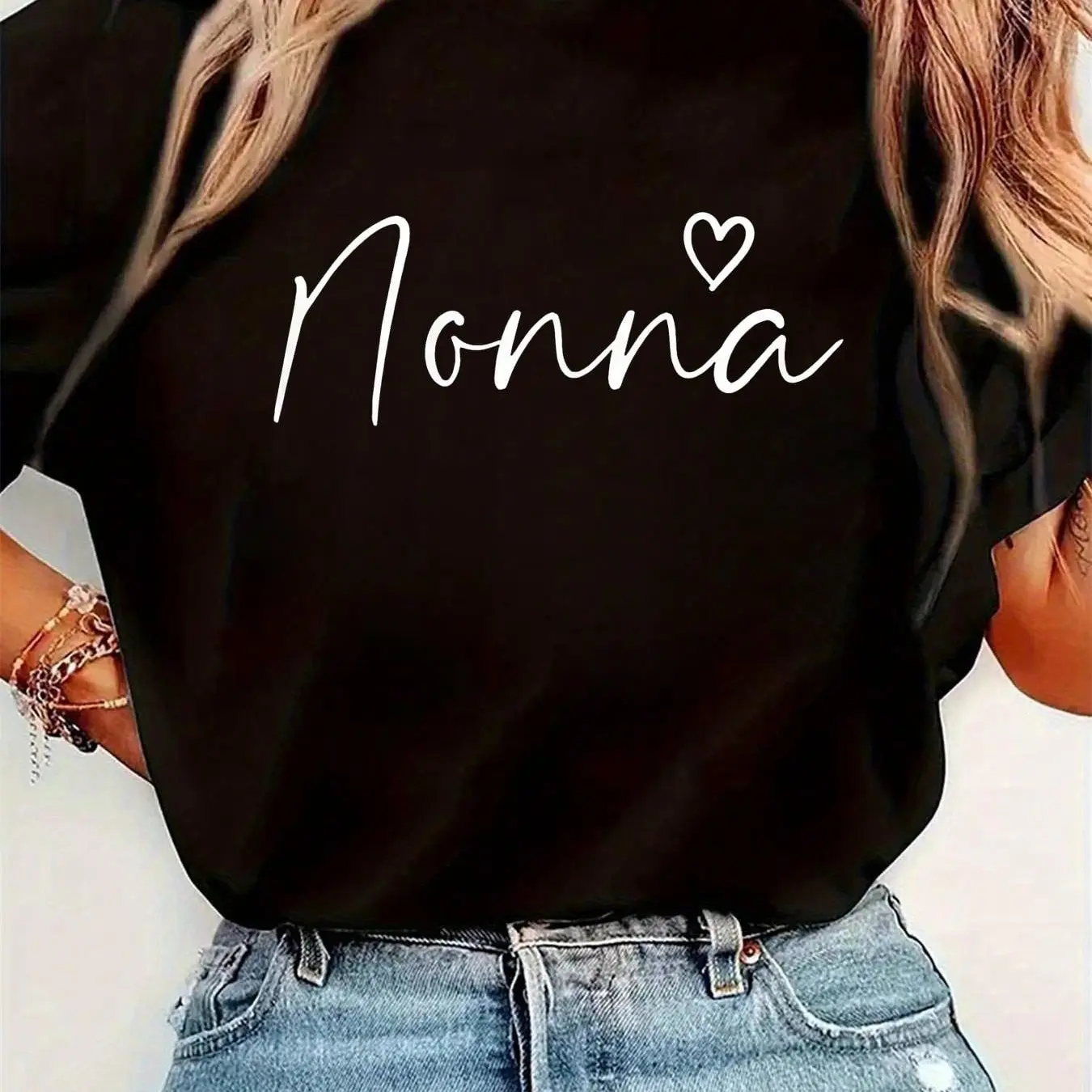 Women's Short-Sleeved Crew Neck Graphic T-Shirt - Colorful, Comfortable, Lightweight 1-Piece Casual Top, Perfect Nonna Grandma Gift for Mother's Day