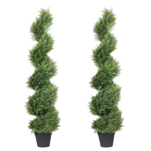 Cedar Spiral Topiaries 4ft - Twin Outdoor Faux Trees