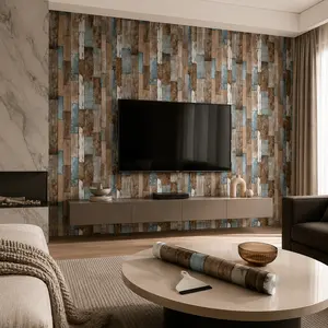 Shiplap Peel and Stick Barnwood Wallpaper for Walls Rustic Barn Wood Wall Planks Bathroom Wallpaper 17.7X394 Wood Plank Contact Paper for Desk Cabinets Bulletin Board Paper Roll Classroom