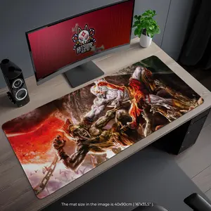 God of War Kratos Battle Desk Mat - Epic Gaming Mouse Pad, Greek Mythology Artwork, Gamer Gift
