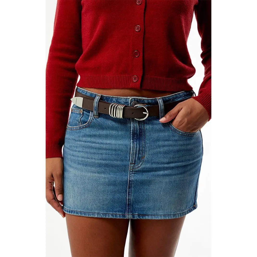 Pacsun Women's Faux Leather Round Metal Buckle Belt