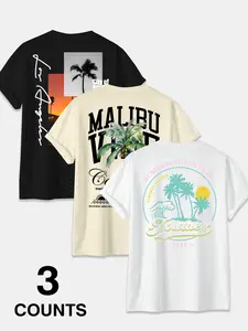 California Beach Graphic T-Shirt 3 Pack - Malibu & LA Vintage Vacation Tees