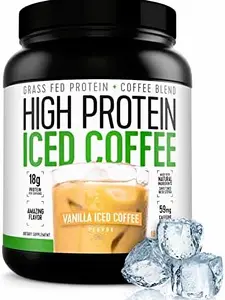 High Protein Vanilla Latte Iced Coffee - Keto Friendly, 18g Protein, 2g Carbs (18 Servings) - Beverage Natural Taffy