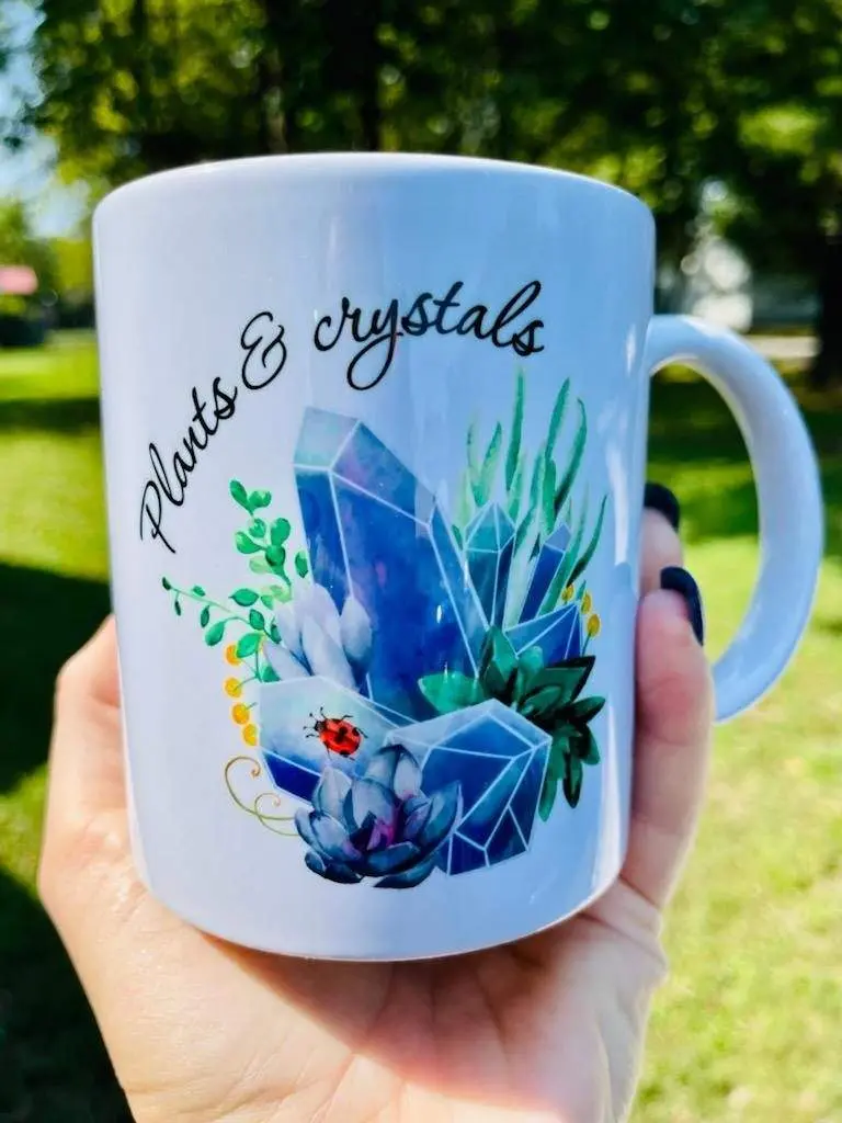"Plants & Crystals" Hand-Made Crystal Mug Ceramic Drinkware