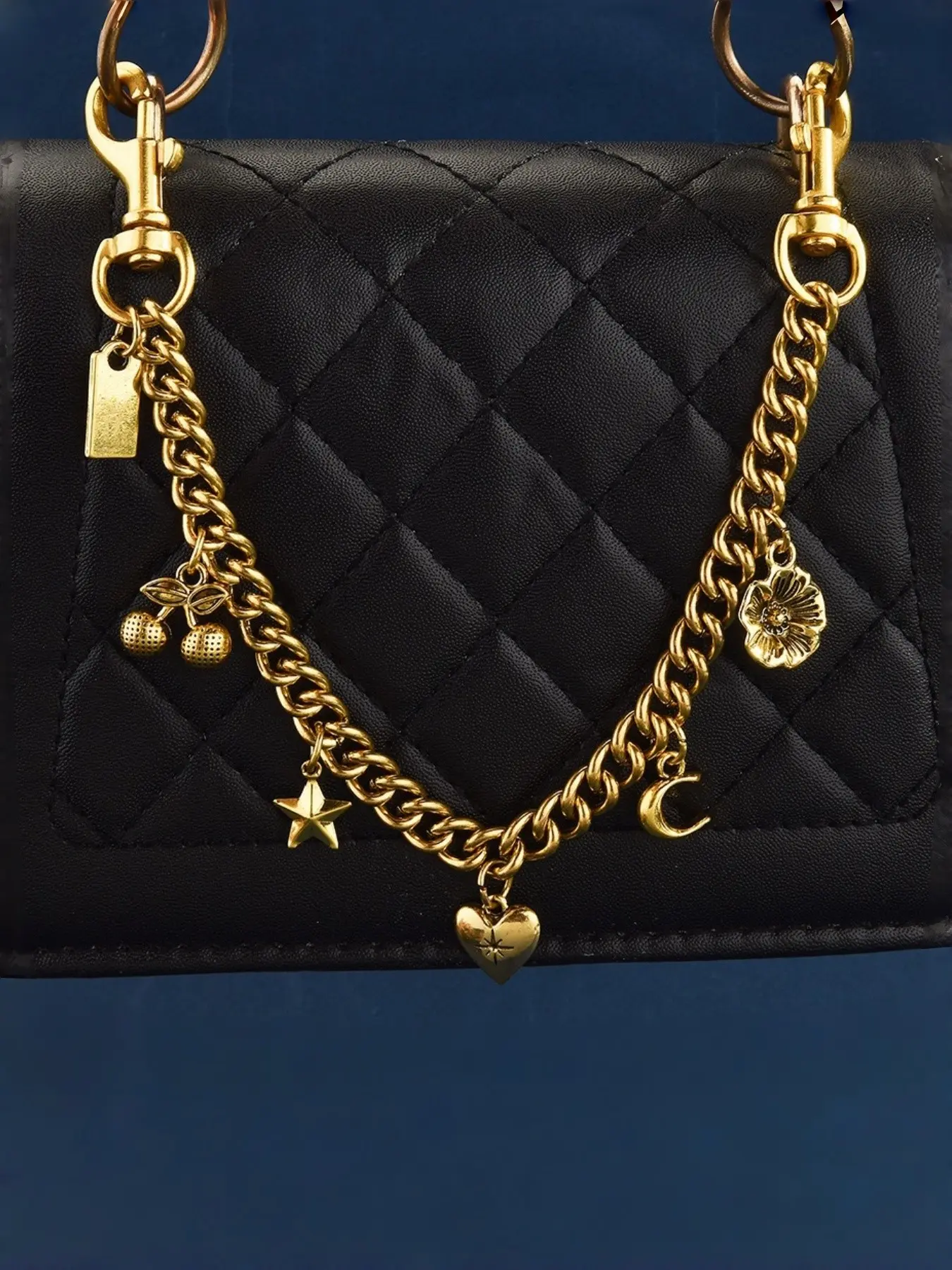 Y2K Retro Bag Charm Chain, Stylish Playful Charm, Cherry/flower/star/moon/heart Pendants, Style Accessory, Bag Accessories Charms, Trendy Bag Charms, Perfect Gift for Girls, Students, Office Workers