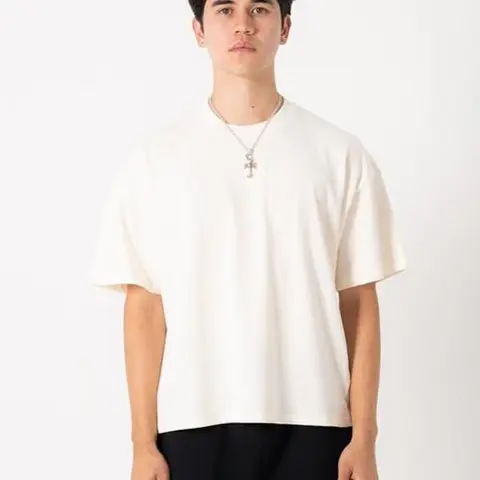 LucidBlanks Men's Thick 300 GSM Ribbed Cotton Plain Crew Neck Casual Tee V2 - Menswear Casual Top with Premium Fabric