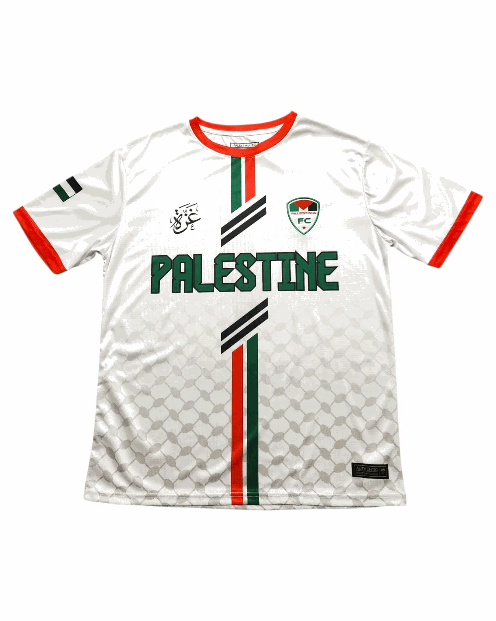 White Palestine Jersey (Green/Red Stripes)