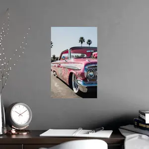 Pink Lowrider Poster – Classic Car Art Edition