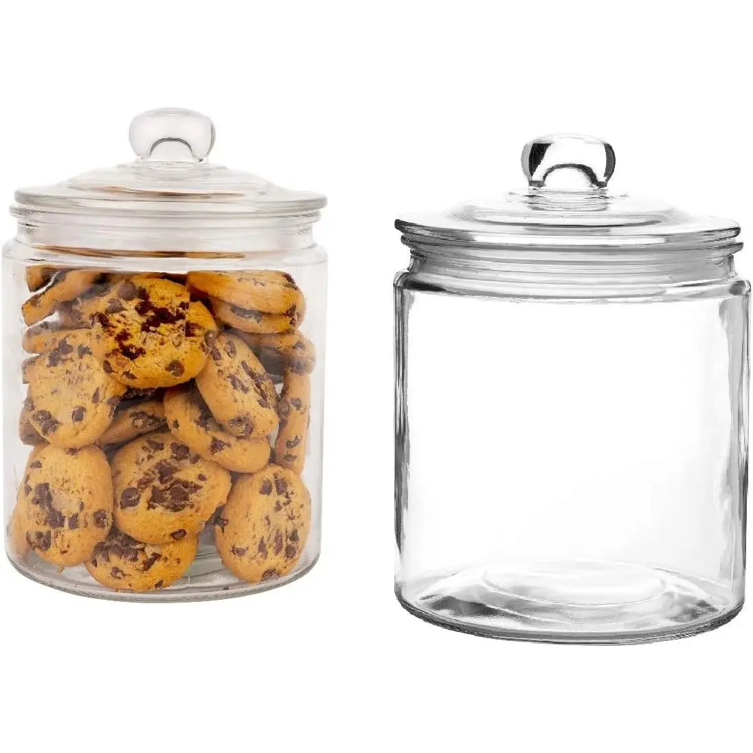Set of 2 Glass Jar with Lid (2 Liter) | Airtight Glass Storage Cookie Jar for Flour, Pasta, Candy,  , Snacks & More | Glass Organization Canisters for Kitchen & Pantry | 68 Ounces