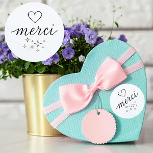96pcs 2 Inch French Merci Stickers, Adhesive Labels for Small Business Packaging, Paper Bags, Gift Boxes, Envelopes