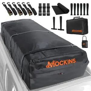 Mockins 50 Cu Ft. Waterproof Roof Cargo Bag  (85"x 50"x 20") with Roof Pad, Straps, Hooks, Lock & Carry Bag