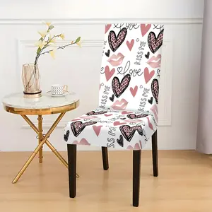 2pcs/4pcs/6pcs elastic chair covers, 2D flat printing, romantic heart pattern. The elastic chair covers are used to decorate the seat protection covers, and are suitable for restaurants, kitchens, weddings, and parties. Dining Chair Slipcover