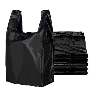 Black Plastic T-Shirt Bags with Handles – 11.5" x 6.5" x 22", 1000 Count Bulk Grocery Shopping Bags for Stores, Retail, Takeout & Boutiques