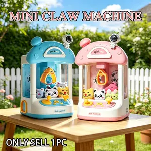 Cute mini claw machine, STEAM sensory toy, family parent-child interactive arcade capsule machine, can include other unknown surprise mystery small gift prizes, suitable as birthday gifts for boys and girls and various holiday surprise gifts